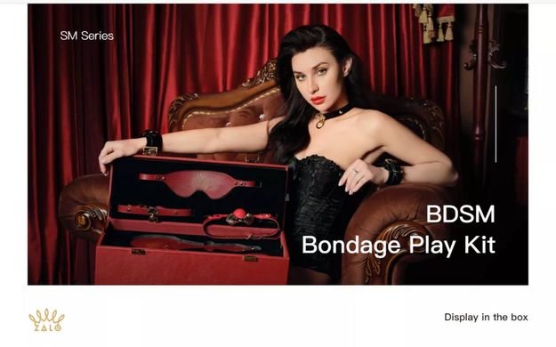 Розкішний набір для BDSM Zalo Bondage Play Kit, 10 аксесуарів у кейсі, шкіра, кристал Swarovski SO8227 фото