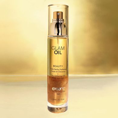 Олія для тіла з блиском EXSENS Glam Oil 50мл, з мигдальною олією, без парабенів і феноксіетанолу SO2363 фото