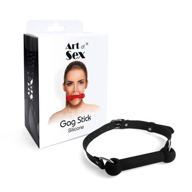 Кляп-палиця на ременях Art of Sex – Gag Stick Silicon, чорний, натуральна шкіра SO6705 фото