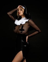 Еротичний костюм монашки "Скромниця Софі" M, сукня, комір, головний убір SO2848 фото