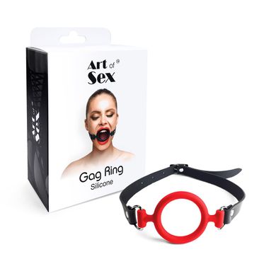 Кляп-розширювач силіконове кільце Art of Sex – Gag ring, червоний, натуральна шкіра SO6706 фото