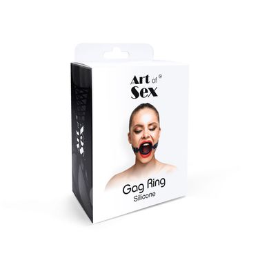 Кляп-розширювач силіконове кільце Art of Sex – Gag Ring, чорний, натуральна шкіра SO6707 фото