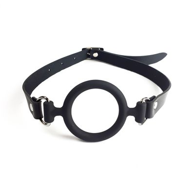 Кляп-расширитель силиконовое кольцо Art of Sex – Gag Ring, черный, натуральная кожа SO6707 фото