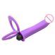 Эрекционное кольцо с вибрацией и фаллоимитатором для двойного проникновения - Фиолетовый – Анальные игрушки X00000170-3 фото 1
