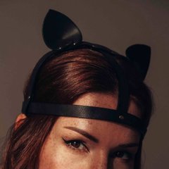 Маска кішечки Bijoux Indiscrets MAZE - Cat Ears Headpiece Black, екошкіра SO2684 фото